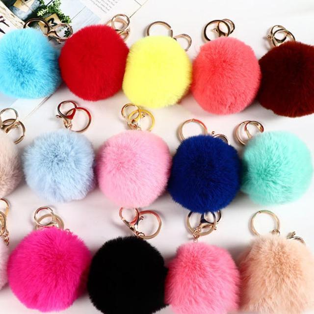 Ball Keychain Fur Bag Charms  Puff Ball Keychain Wholesale - Women Car Key  Pendant - Aliexpress